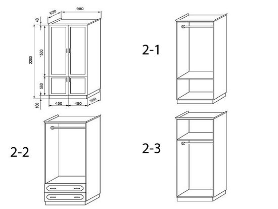 Шкаф №3 (ясень), 2 створки 4 (фото)